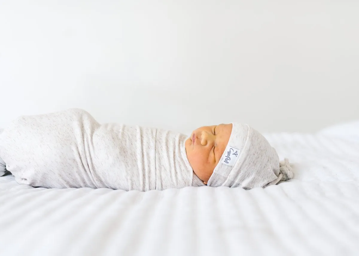 Newborn Top Knot Hat - Oat by Copper Pearl