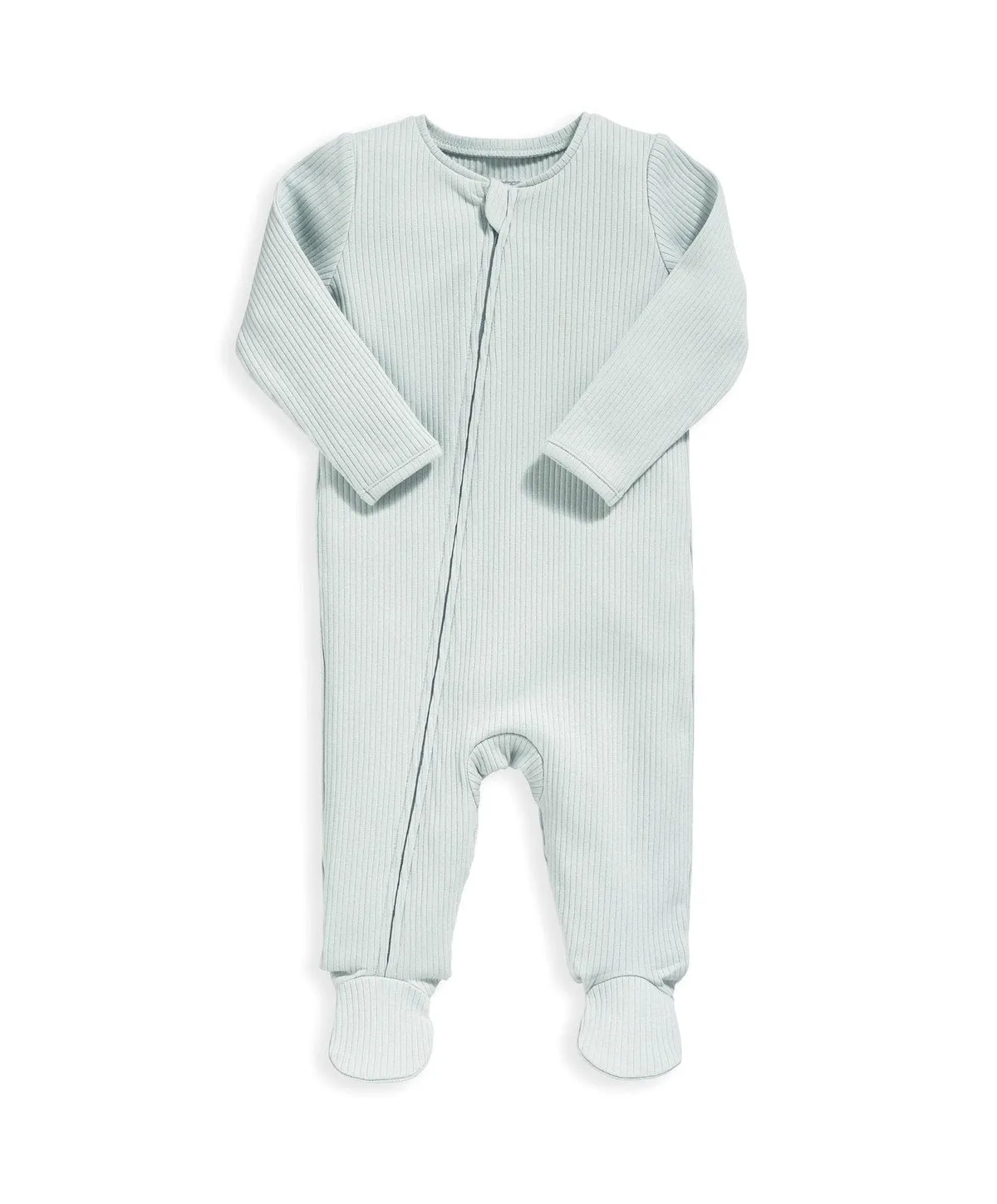 Organic Cotton Ribbed Sleepsuit - Blue