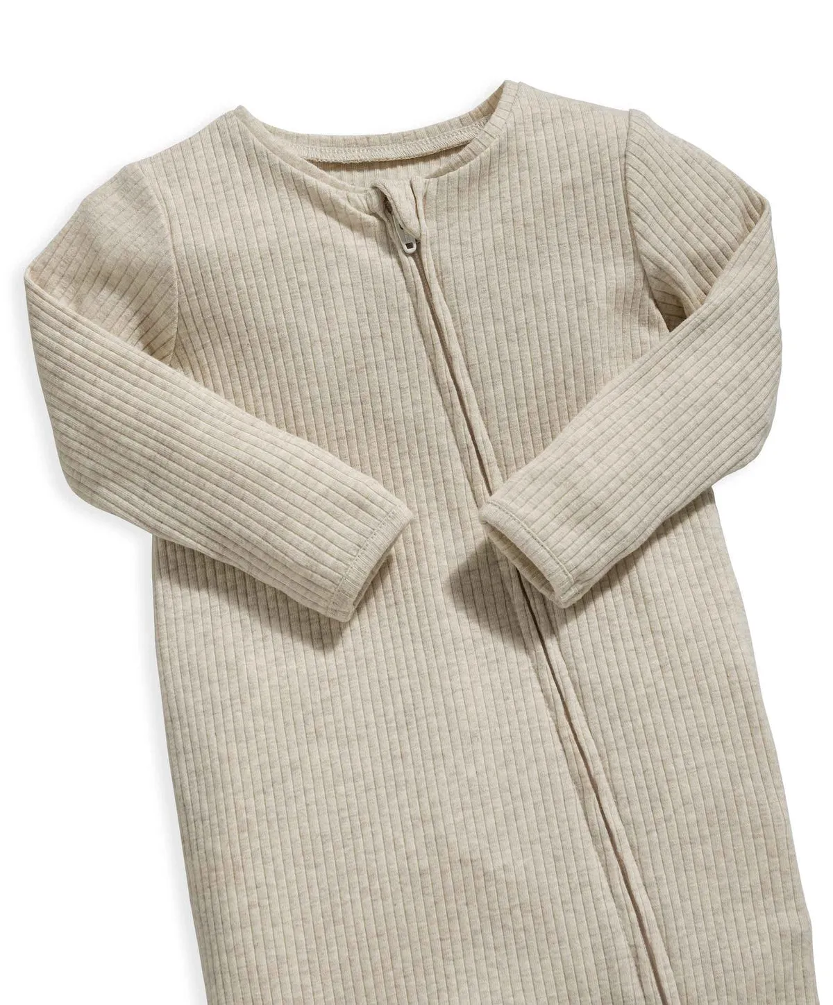 Organic Cotton Ribbed Sleepsuit - Oatmeal