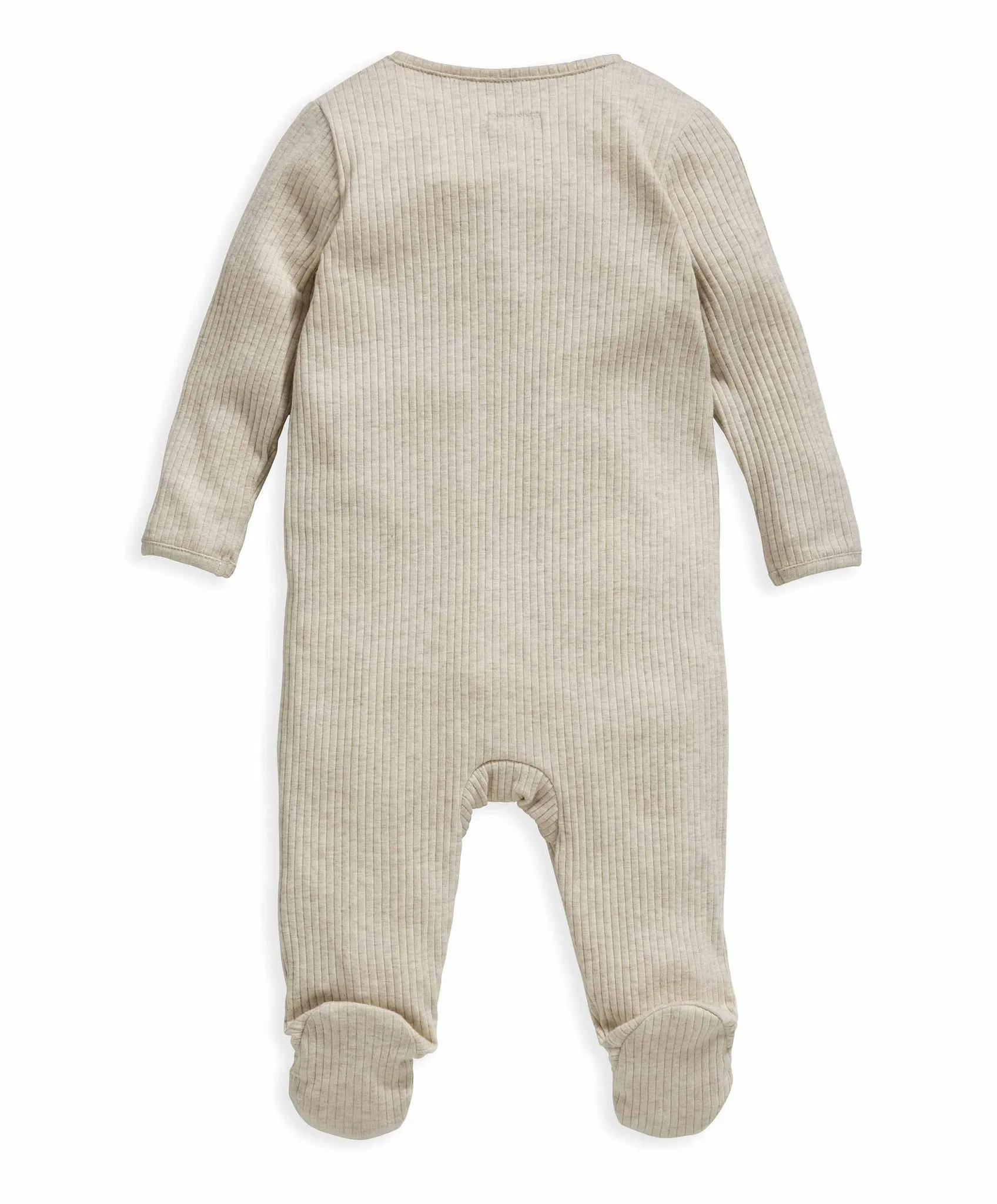 Organic Cotton Ribbed Sleepsuit - Oatmeal