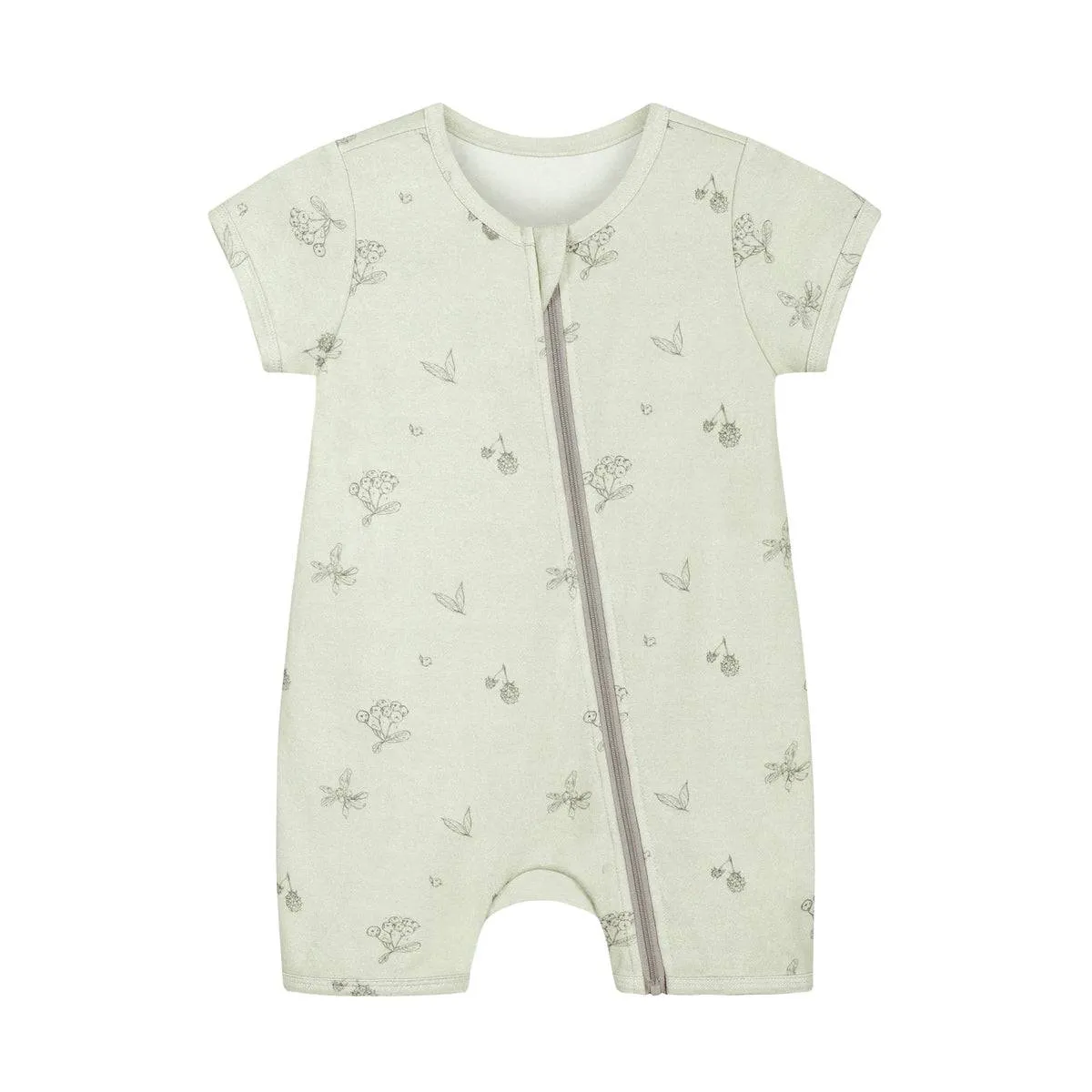 Organic Half Sleeves Zip Wrap Romper - Bacca Mint