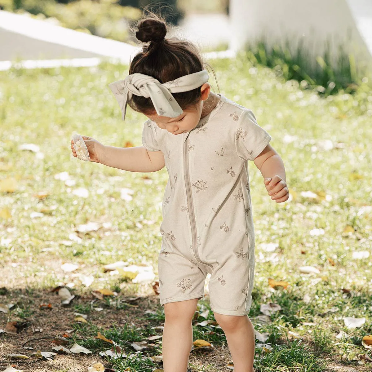 Organic Half Sleeves Zip Wrap Romper - Bacca Mint