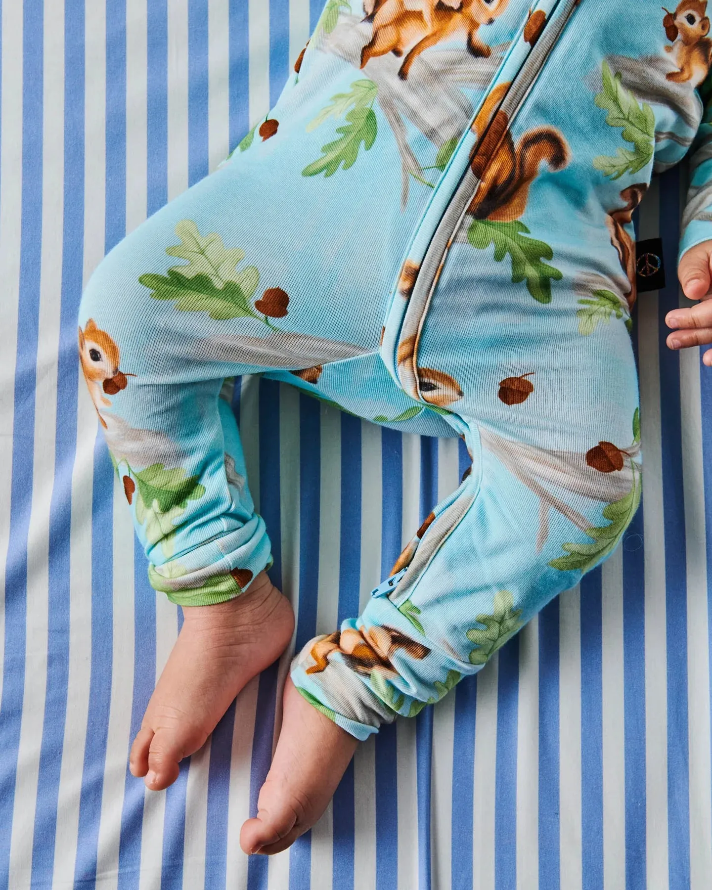 Organic Long Sleeve Zip Romper: Squirrel Scurry