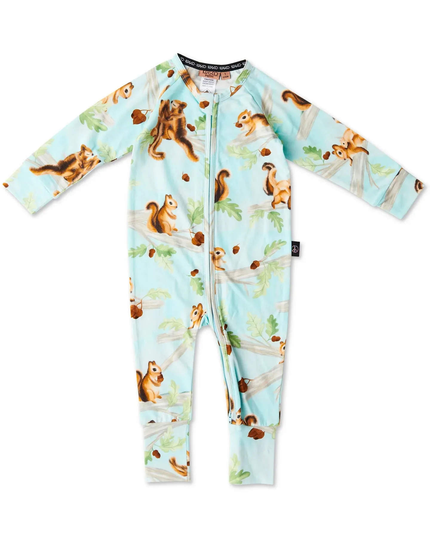Organic Long Sleeve Zip Romper: Squirrel Scurry