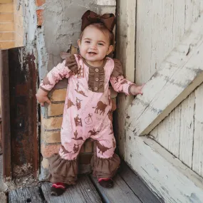 Pink Gambler long Sleeve Romper Baby  (0M-2T)