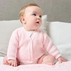 Pink Ribbed Knitted Cardigan