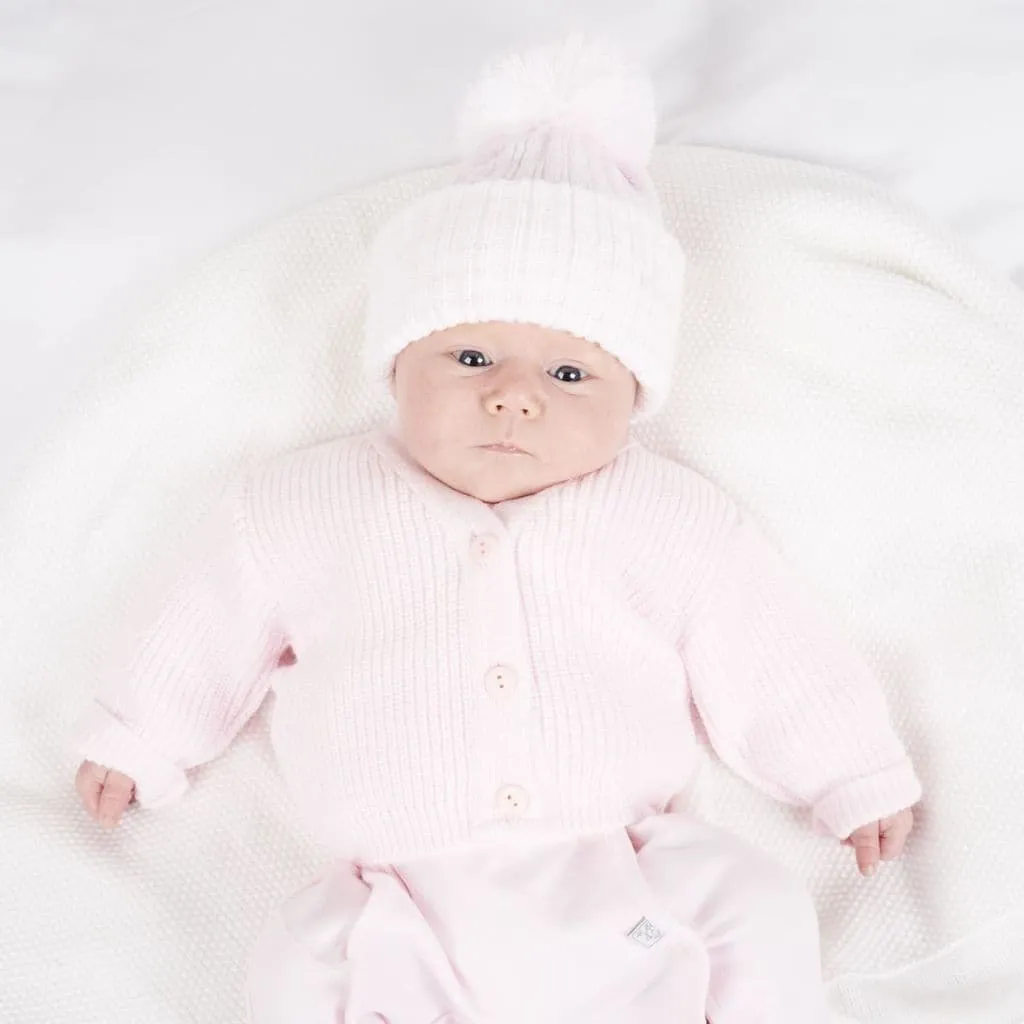 Pink Ribbed Knitted Cardigan