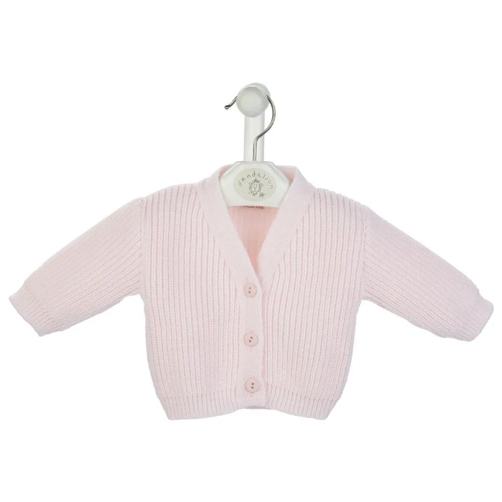 Pink Ribbed Knitted Cardigan