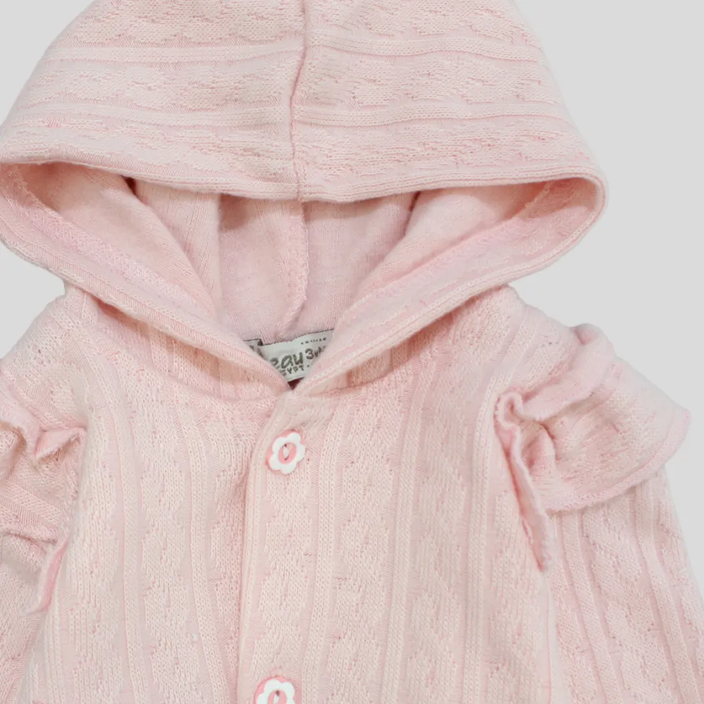 Plain Long-Sleeved Hooded Baby Footie