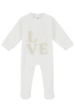 "Ari" Ivory Velour Sleepsuit