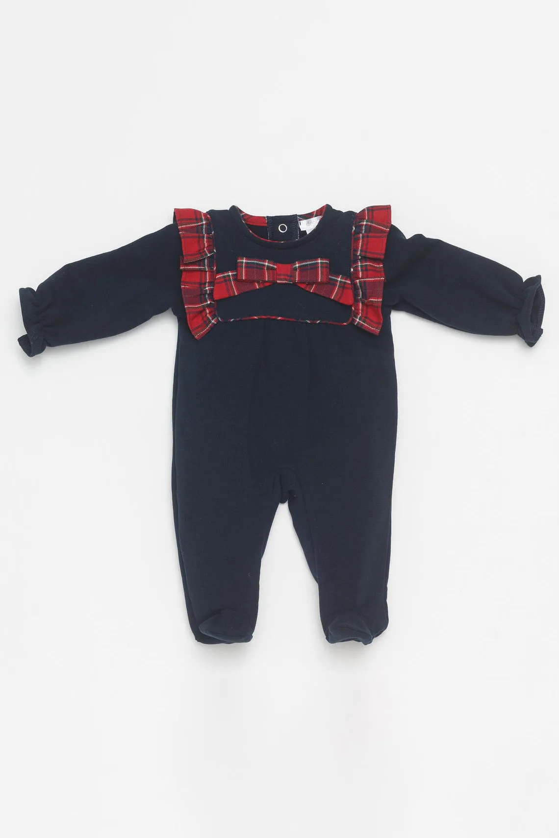 "Elora" Navy & Red Tartan Sleepsuit