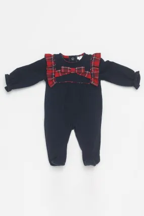 "Elora" Navy & Red Tartan Sleepsuit