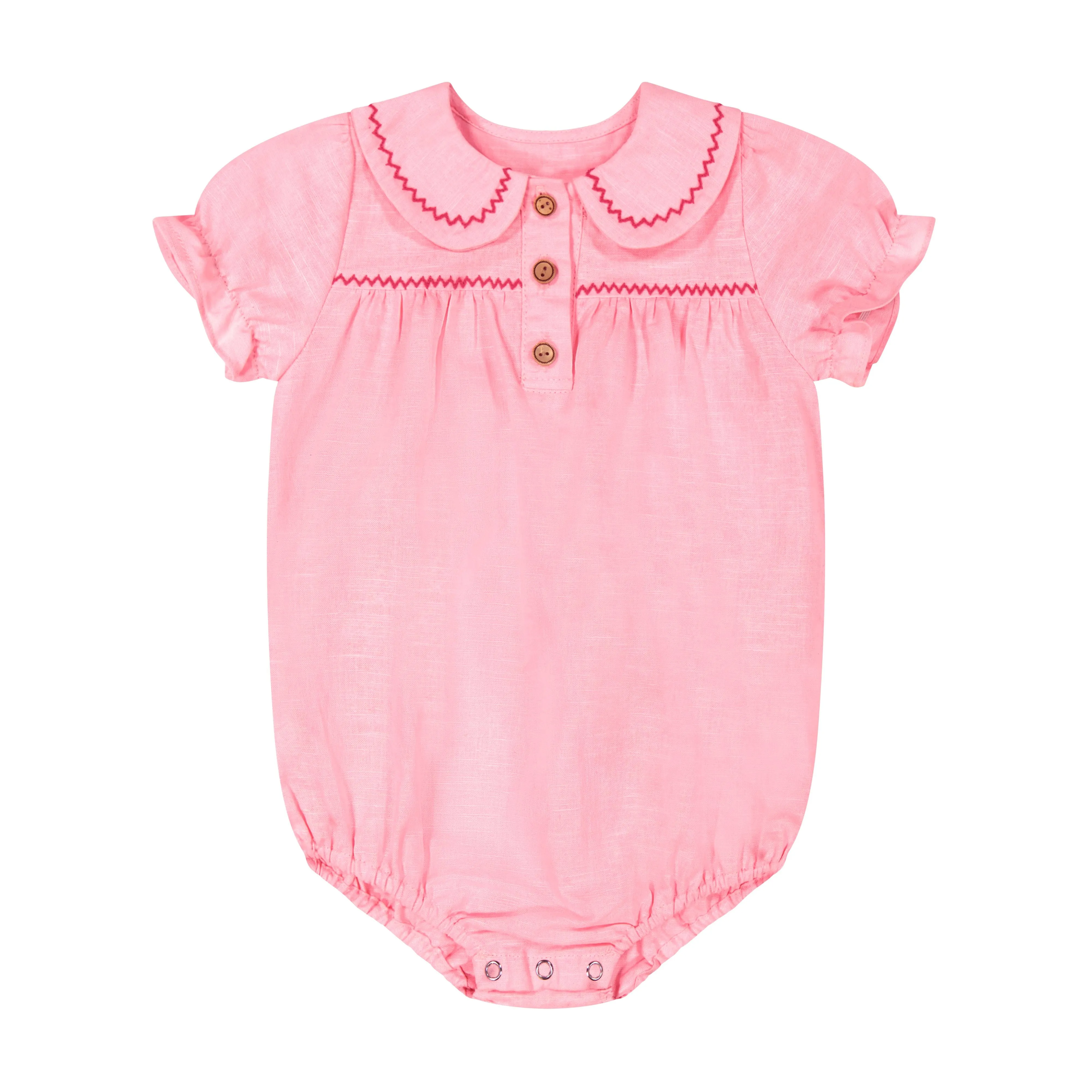 Retro Kid Lila Linen Ric Rac Romper