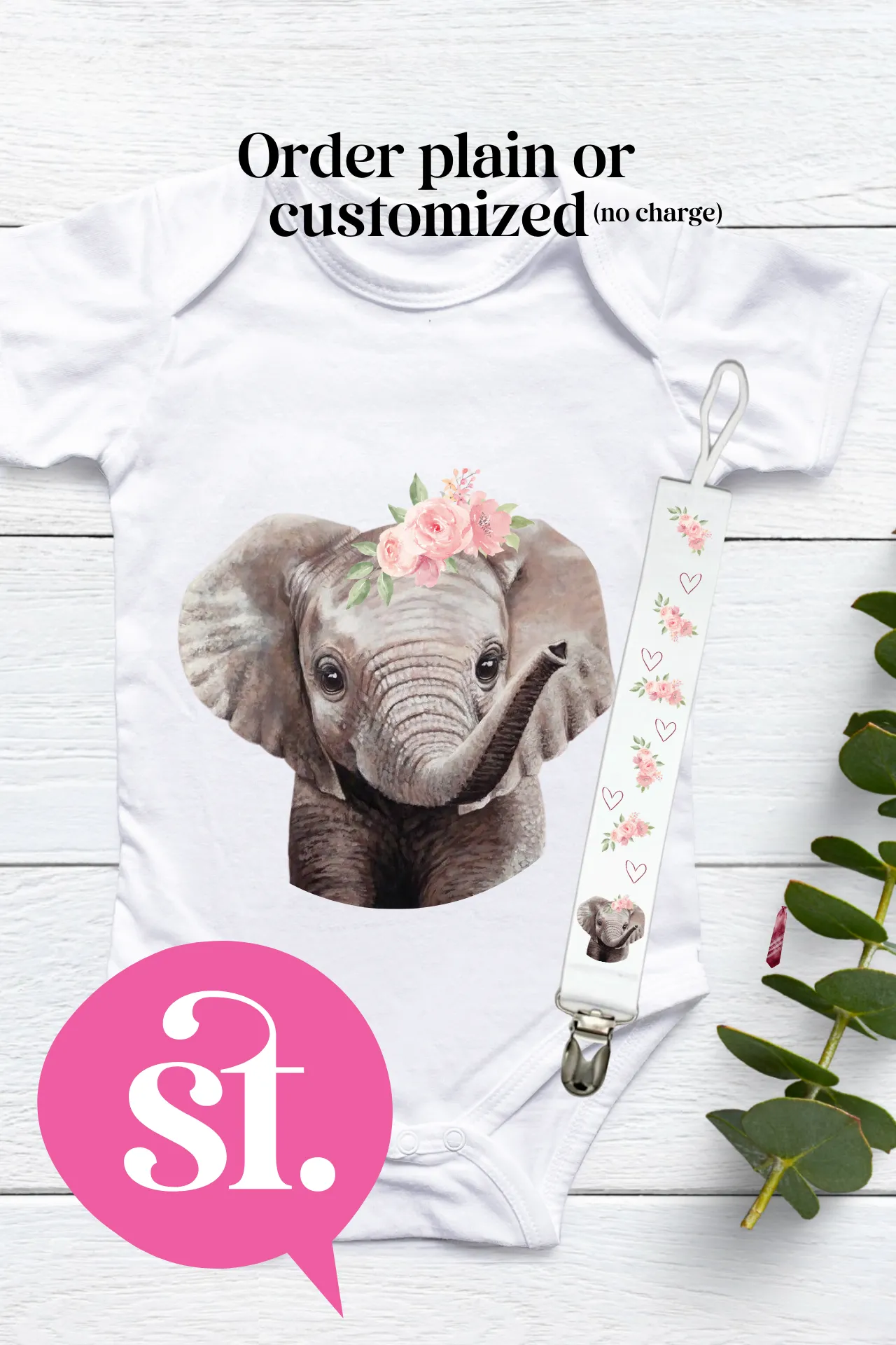 Safari Animal Onesies with Matching Pacifier