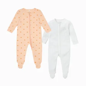 Shell Ribbed Clever Zip Sleepsuit 2 Pack