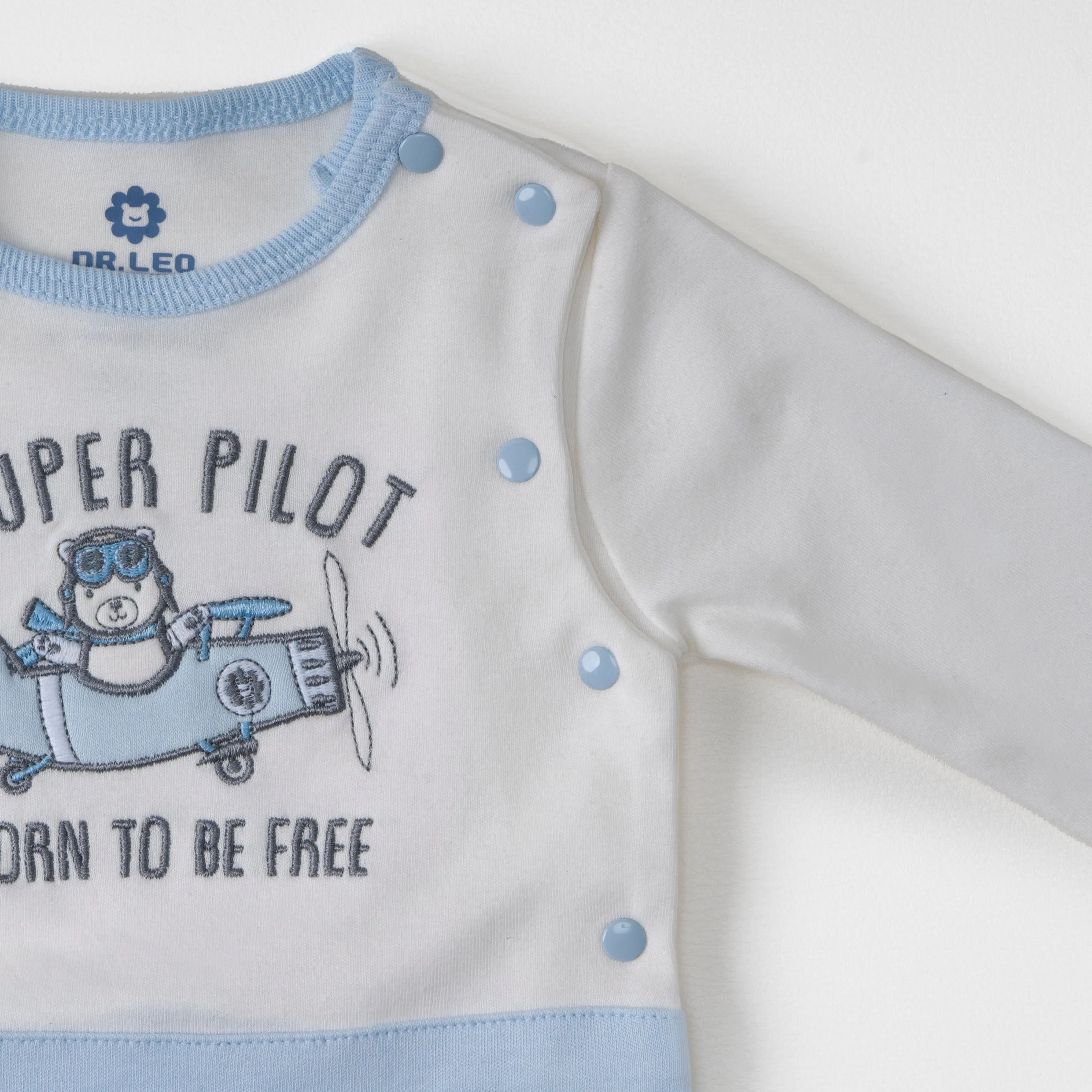 Sleepsuit with cut and shoe - Light Blue and Off-white