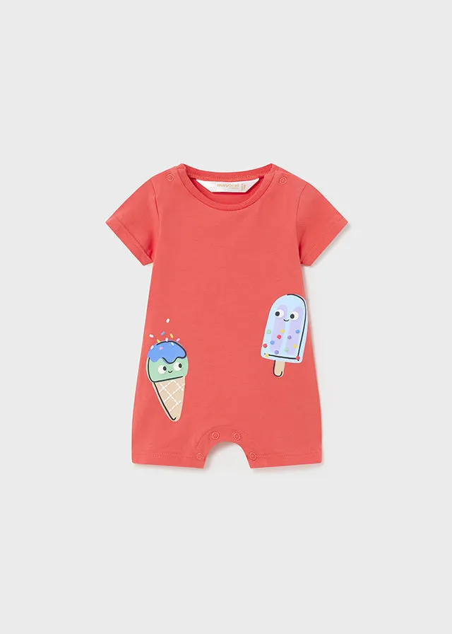 Solid Papaya Boys Short Sleeve Onesie - Select Size