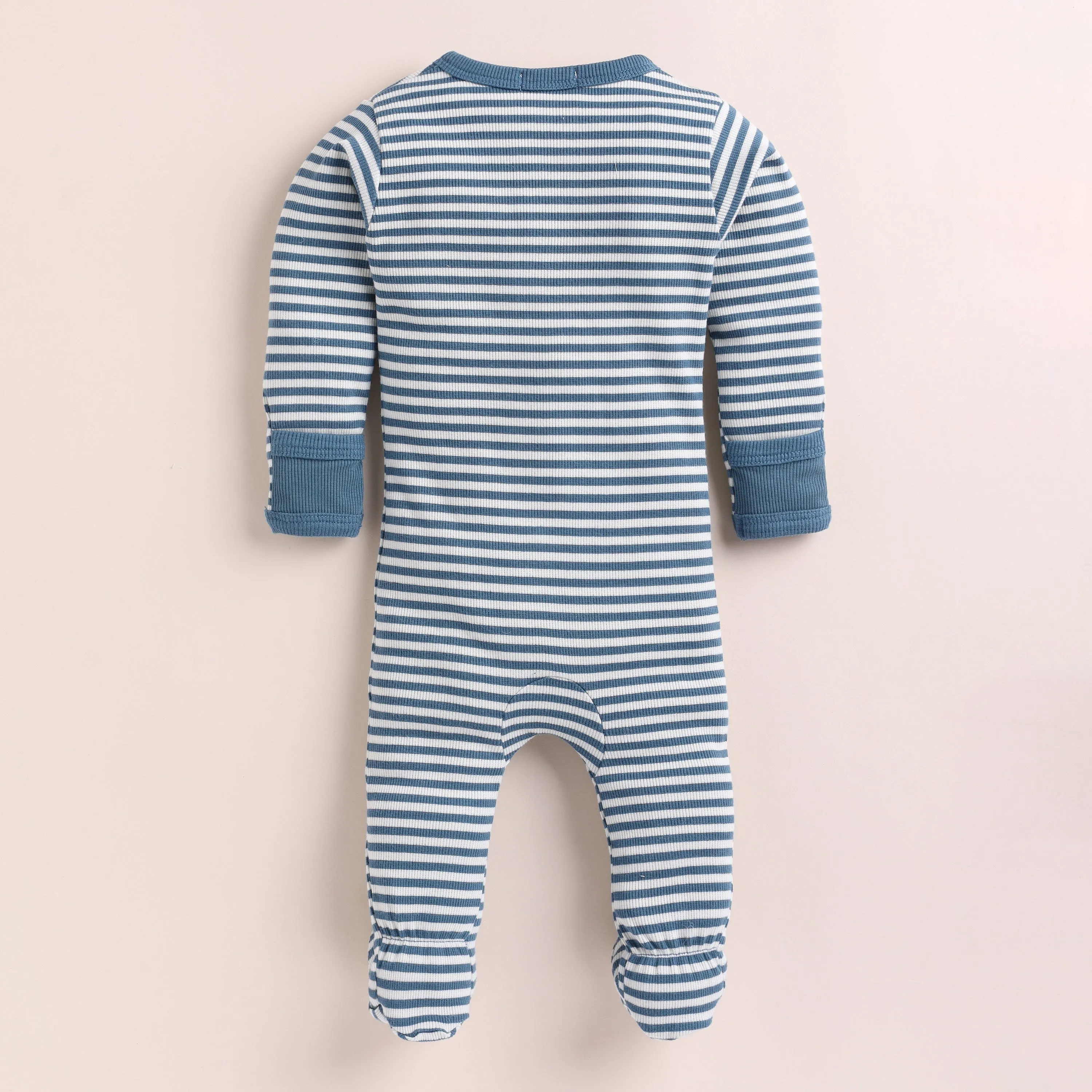 Teal Stripe Organic Footed Sleepsuit