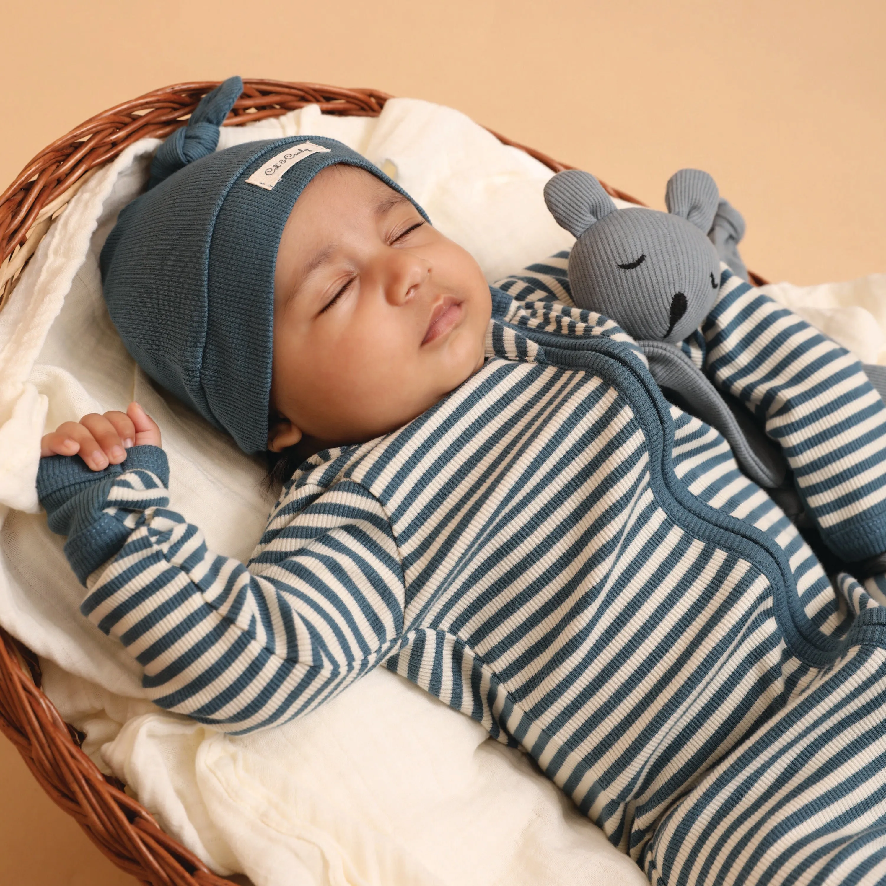 Teal Stripe Organic Footed Sleepsuit