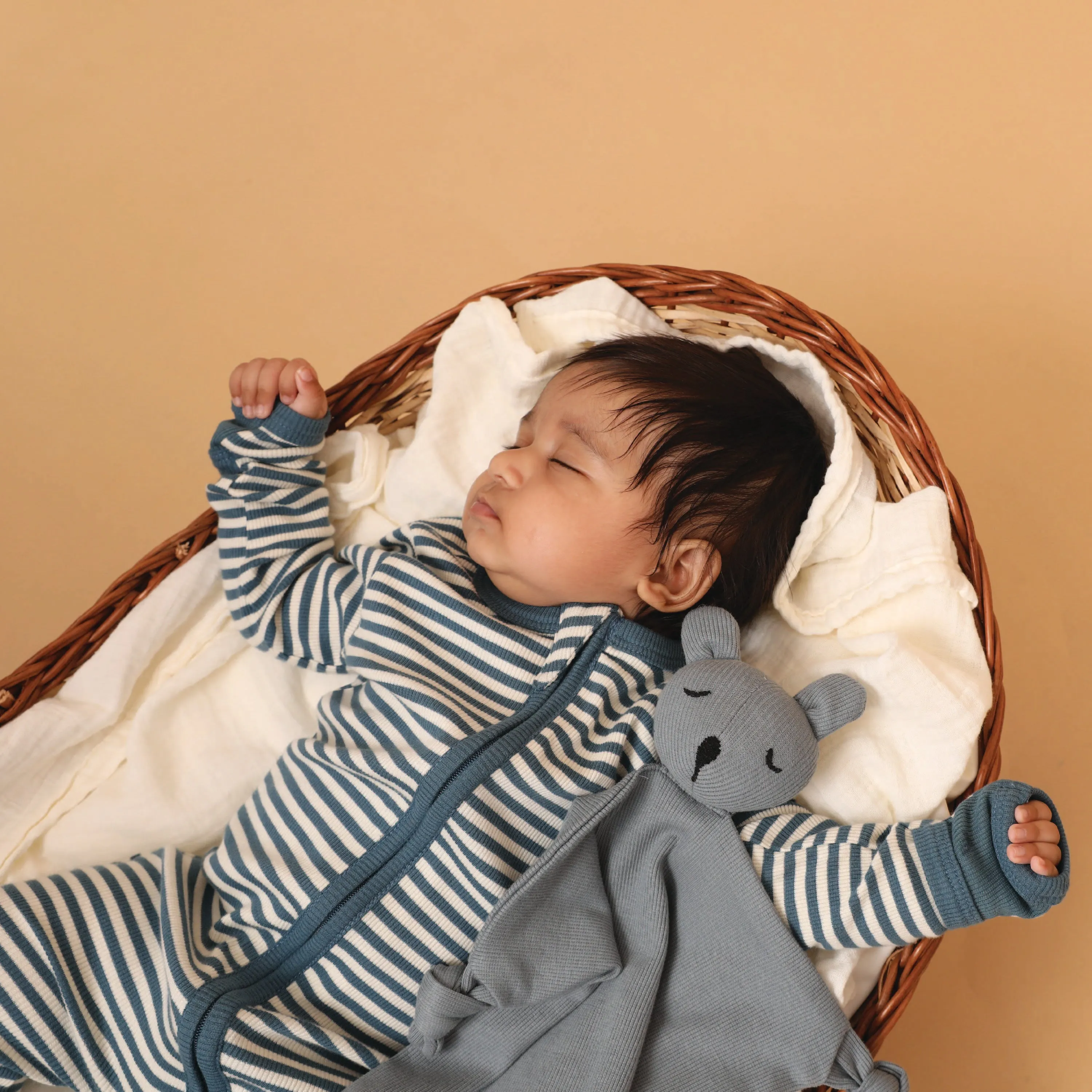 Teal Stripe Organic Footed Sleepsuit