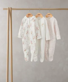 Watercolour Flowers Sleepsuits (Set of 3)