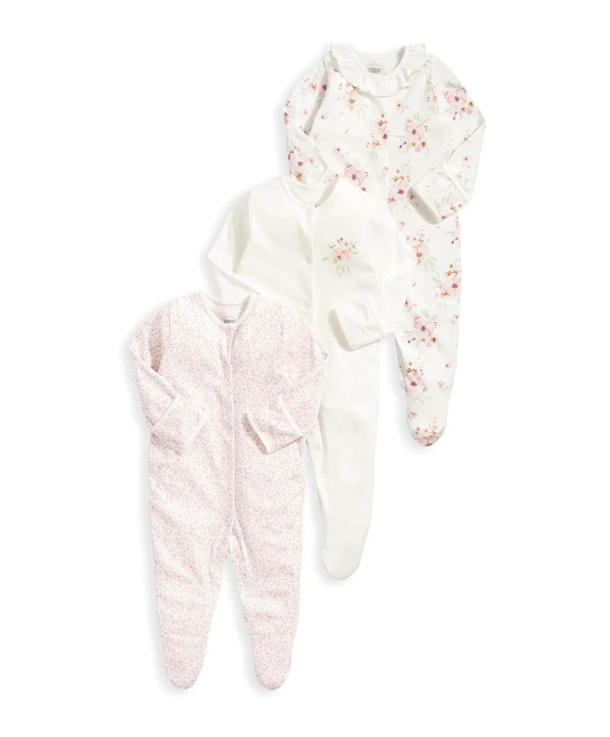 Watercolour Flowers Sleepsuits (Set of 3)