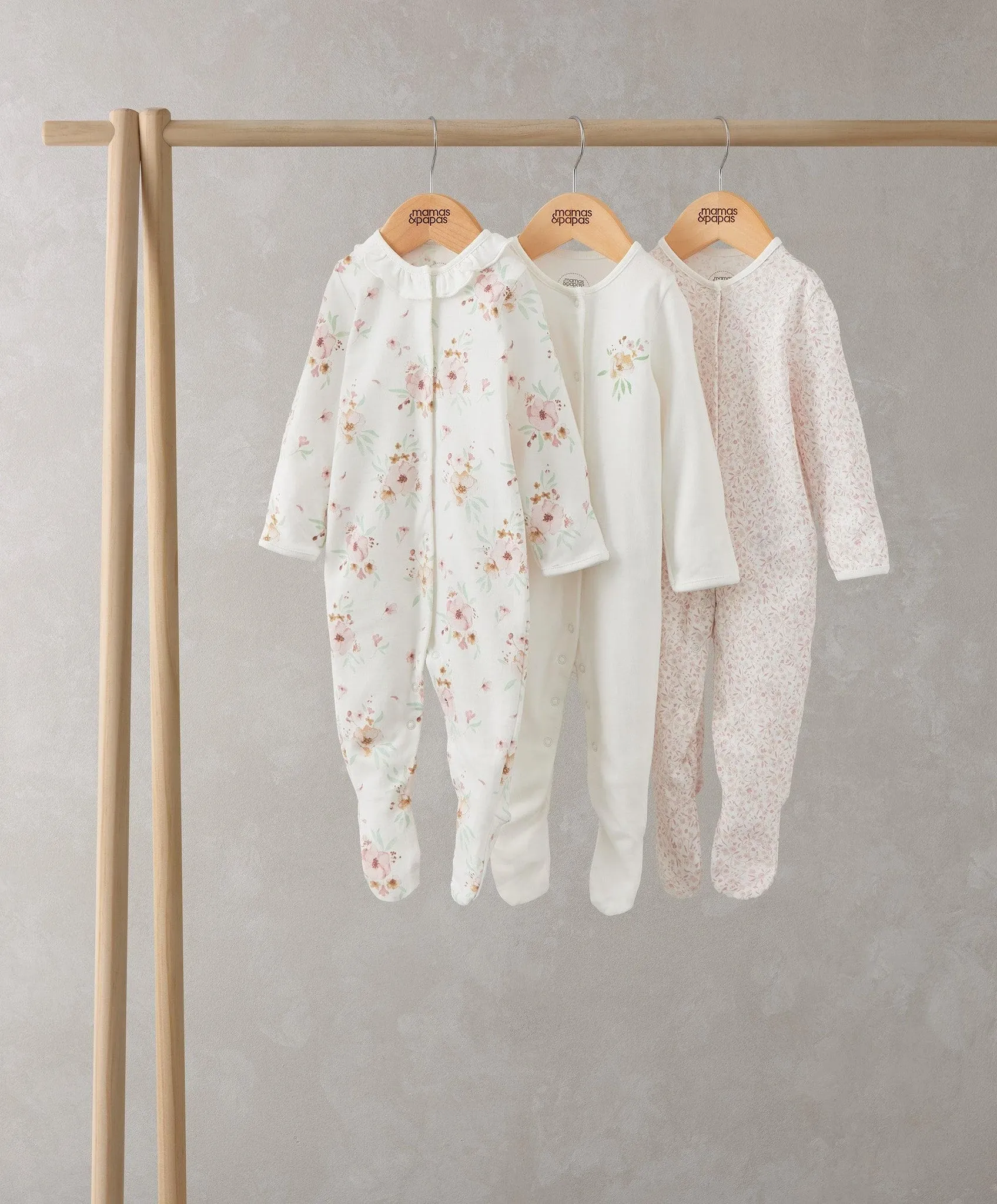 Watercolour Flowers Sleepsuits (Set of 3)