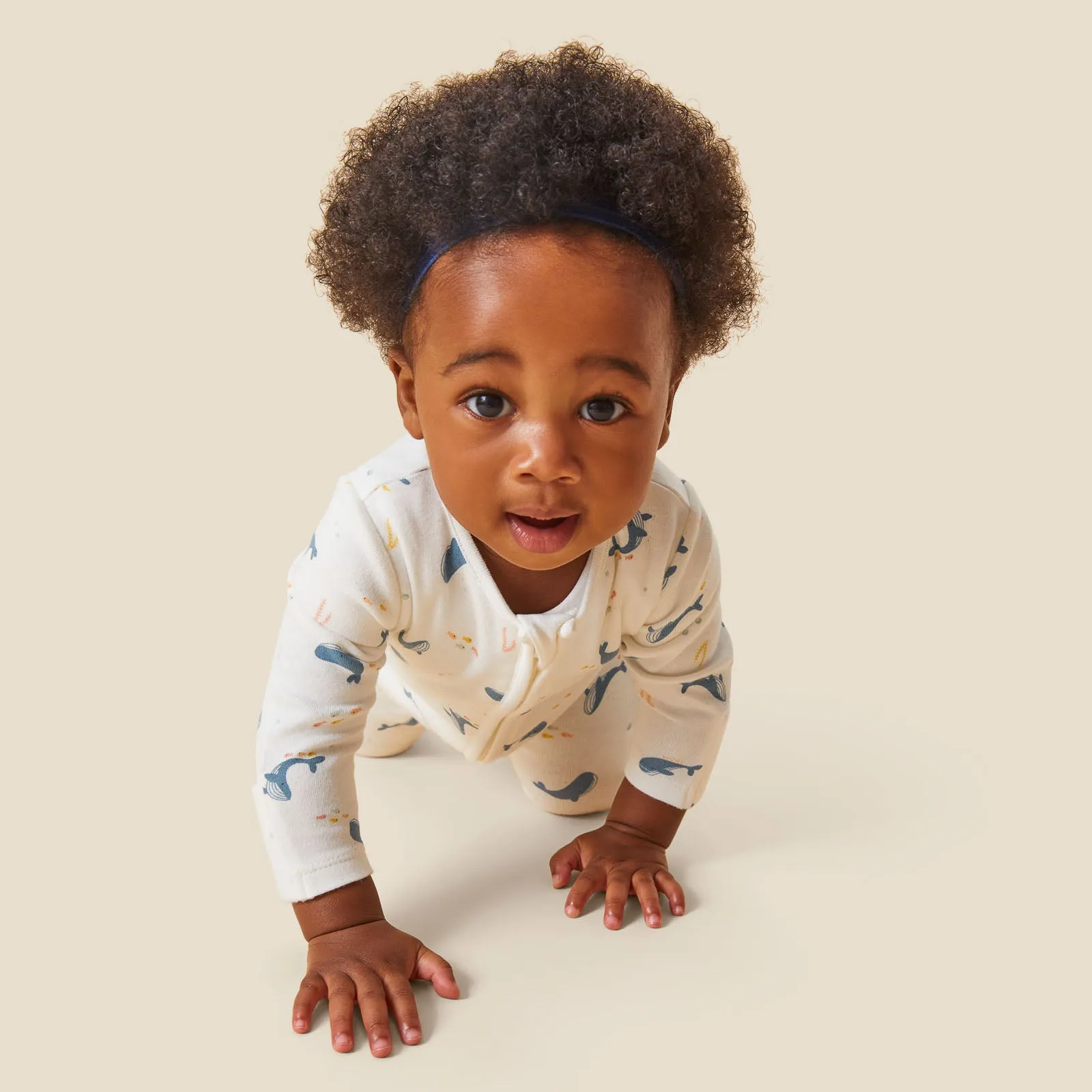 Whale Print Clever Zip Sleepsuit
