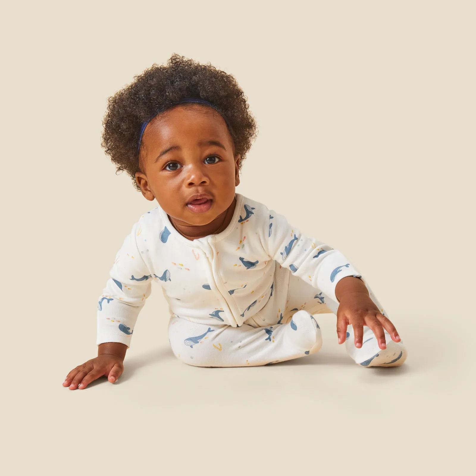 Whale Print Clever Zip Sleepsuit