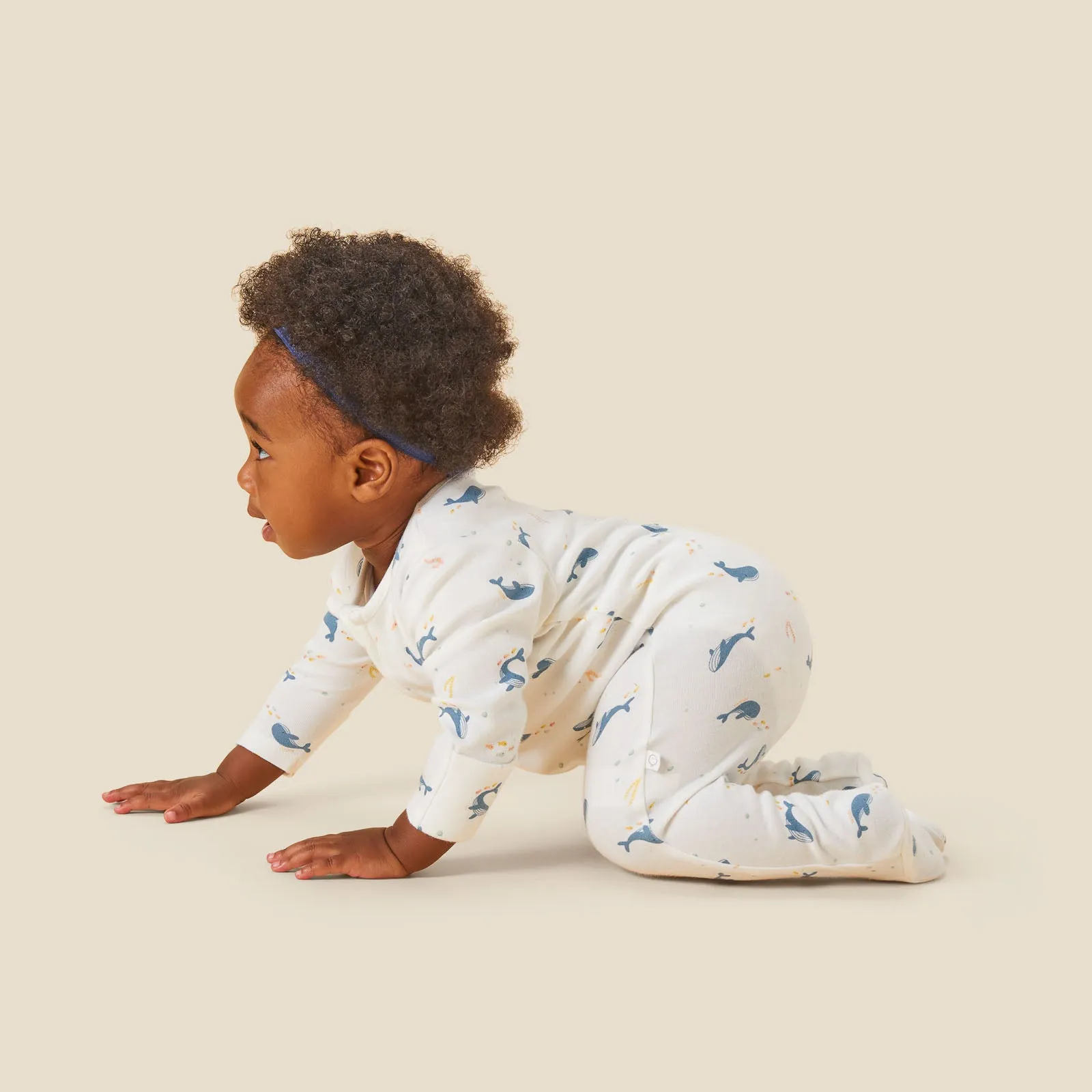 Whale Print Clever Zip Sleepsuit