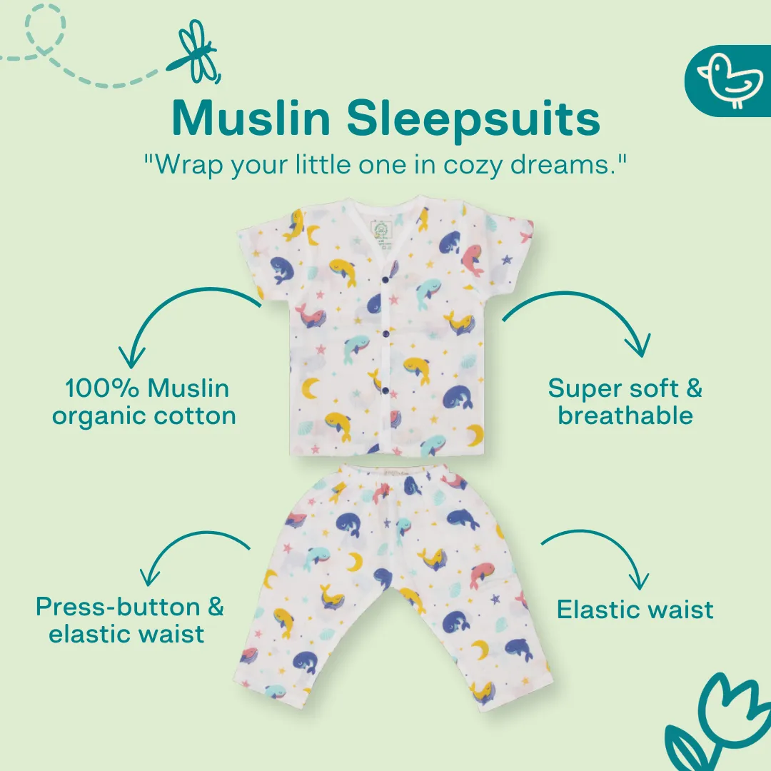 Whale Star - Muslin Sleep Suit for babies and kids (Unisex)
