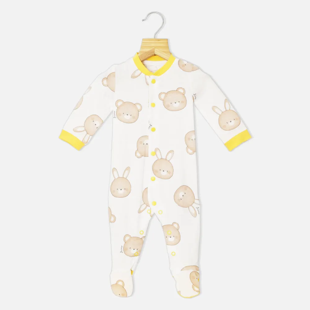 White Bear Printed Full Sleeves Footsie
