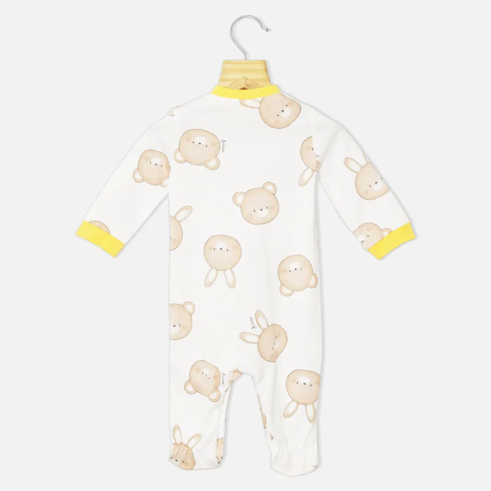 White Bear Printed Full Sleeves Footsie