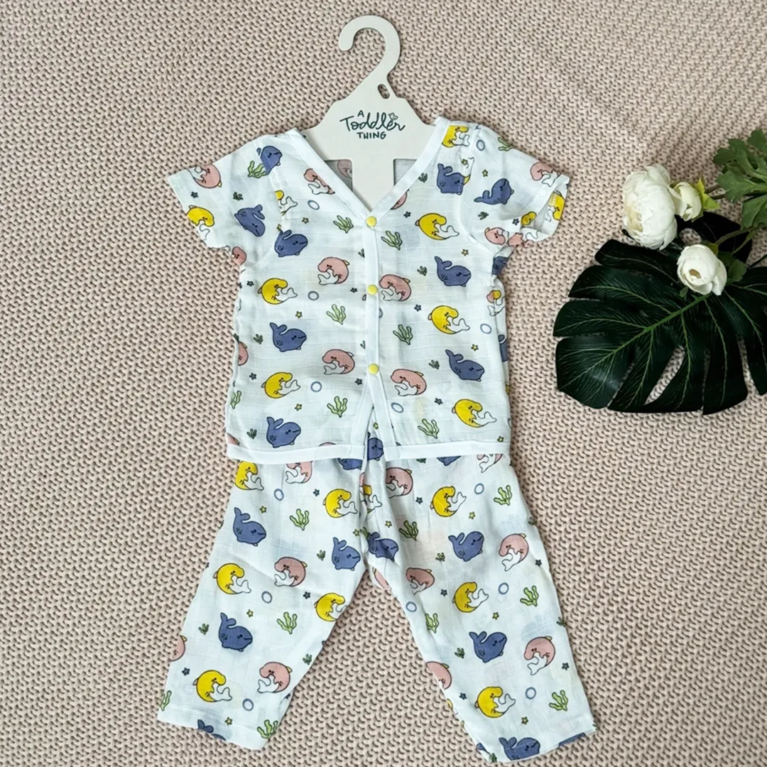 White Dollyfin - Muslin Sleep Suit for babies and kids (Unisex)