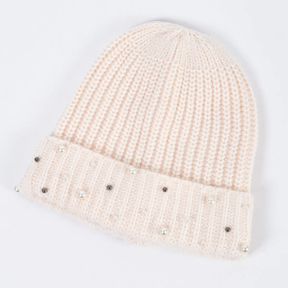 Wholesale Knitted Hats, Pearl Wool Hats, Thickened Warm Hats