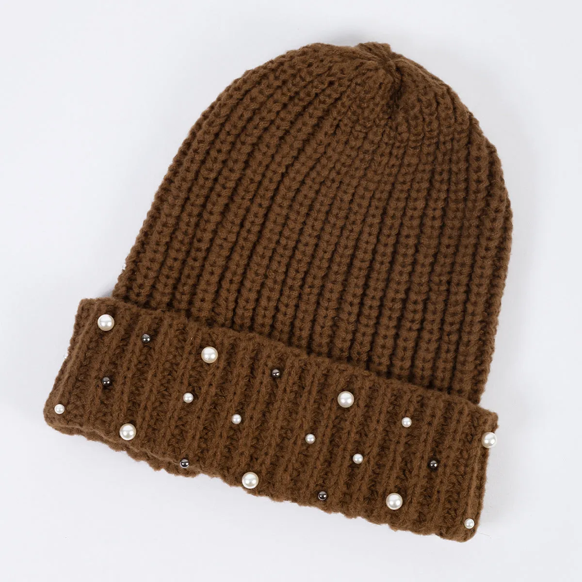 Wholesale Knitted Hats, Pearl Wool Hats, Thickened Warm Hats